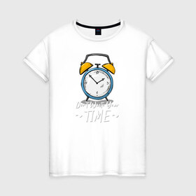 Женская футболка хлопок с принтом Не трать свое время в Новосибирске, 100% хлопок | прямой крой, круглый вырез горловины, длина до линии бедер, слегка спущенное плечо | alarm clock | arrows | art | clock | drawing | time | арт | будильник | время | рисунок | стрелки | часы
