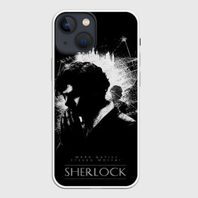 Чехол для iPhone 13 mini с принтом Шерлок Холмс в Новосибирске,  |  | bbc | benedict cumberbatch | martin freeman | sherlock | sherlock holmes | watson | бенедикт камбербетч | бенедикт камбербэтч | ватсон | вотсон | джон | доктор ватсон | конан дойл | мартин фримен | сериал | холмс | шерлок | шерлок х