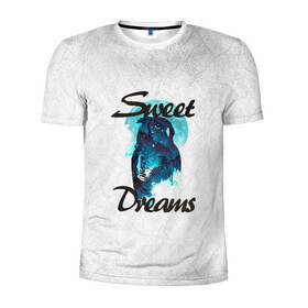Мужская футболка 3D спортивная с принтом Сова в Новосибирске, 100% полиэстер с улучшенными характеристиками | приталенный силуэт, круглая горловина, широкие плечи, сужается к линии бедра | sweet dreams | звезды | луна | ночная жизнь | ночь | сновидения | сны | сова | сон | спокойной ночи