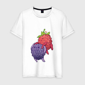 Мужская футболка хлопок с принтом Смородинки в Новосибирске, 100% хлопок | прямой крой, круглый вырез горловины, длина до линии бедер, слегка спущенное плечо. | арт | красная смородина | мило | милота | рисунок | свежая ягода | свежие ягоды | свежий продукт | смородина | чёрная смородина | ягода | ягоды