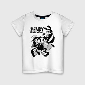 Детская футболка хлопок с принтом Bendy And The Ink Machine в Новосибирске, 100% хлопок | круглый вырез горловины, полуприлегающий силуэт, длина до линии бедер | bendy | bendy and the ink machine | бенди | бени | бенни | бэнди | детская | детям | игра | капли | компьютерная игра | краска | машина | подтеки | ужастик | чернила | чернильная
