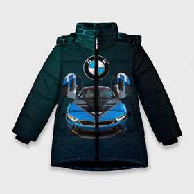 Зимняя куртка для девочек 3D с принтом BMW i8 Turbo тюнинговая в Новосибирске, ткань верха — 100% полиэстер; подклад — 100% полиэстер, утеплитель — 100% полиэстер. | длина ниже бедра, удлиненная спинка, воротник стойка и отстегивающийся капюшон. Есть боковые карманы с листочкой на кнопках, утяжки по низу изделия и внутренний карман на молнии. 

Предусмотрены светоотражающий принт на спинке, радужный светоотражающий элемент на пуллере молнии и на резинке для утяжки. | bmw | bmw performance | bmw тюнинговая | i8 | i8 turbo | m | motorsport | performance | бмв | моторспорт | тюнинг