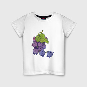 Детская футболка хлопок с принтом Виноградинки в Новосибирске, 100% хлопок | круглый вырез горловины, полуприлегающий силуэт, длина до линии бедер | арт | веточка винограда | виноград | виноградинки | мило | милота | рисунок | свежая ягода | свежие ягоды | свежий продукт | синий виноград | ягода | ягоды