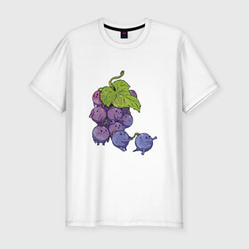 Мужская футболка хлопок Slim с принтом Виноградинки в Новосибирске, 92% хлопок, 8% лайкра | приталенный силуэт, круглый вырез ворота, длина до линии бедра, короткий рукав | арт | веточка винограда | виноград | виноградинки | мило | милота | рисунок | свежая ягода | свежие ягоды | свежий продукт | синий виноград | ягода | ягоды
