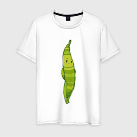 Мужская футболка хлопок с принтом Фасоль в Новосибирске, 100% хлопок | прямой крой, круглый вырез горловины, длина до линии бедер, слегка спущенное плечо. | арт | мило | милота | овощ | овощи | рисунок | свежие овощи | свежий овощ | свежий продукт | фасолинка | фасоль
