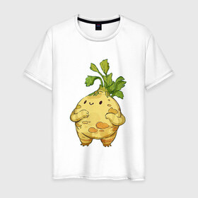 Мужская футболка хлопок с принтом Сельдерей в Новосибирске, 100% хлопок | прямой крой, круглый вырез горловины, длина до линии бедер, слегка спущенное плечо. | арт | мило | милота | овощ | овощи | рисунок | свежие овощи | свежий овощ | свежий продукт | сельдерей