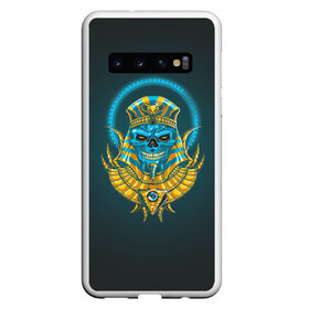 Чехол для Samsung Galaxy S10 с принтом PHARAOH 2.0 в Новосибирске, Силикон | Область печати: задняя сторона чехла, без боковых панелей | Тематика изображения на принте: абстракция | геометрия | головы животных | злое | необычное | неон | прикольное | текстура | черепа | эпичное | яркое