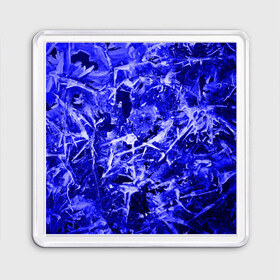 Магнит 55*55 с принтом Dark Blue Gan в Новосибирске, Пластик | Размер: 65*65 мм; Размер печати: 55*55 мм | Тематика изображения на принте: abstraction | blue | frost | frozen | ice | shine | surface | texture | абстракция | блеск | замерзший | лед | мороз | поверхность | синий | текстура