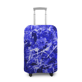Чехол для чемодана 3D с принтом Dark Blue Gan в Новосибирске, 86% полиэфир, 14% спандекс | двустороннее нанесение принта, прорези для ручек и колес | abstraction | blue | frost | frozen | ice | shine | surface | texture | абстракция | блеск | замерзший | лед | мороз | поверхность | синий | текстура
