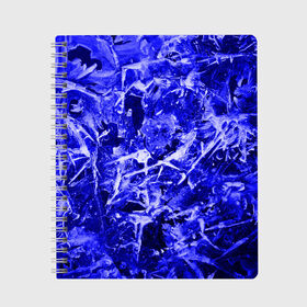 Тетрадь с принтом Dark Blue Gan в Новосибирске, 100% бумага | 48 листов, плотность листов — 60 г/м2, плотность картонной обложки — 250 г/м2. Листы скреплены сбоку удобной пружинной спиралью. Уголки страниц и обложки скругленные. Цвет линий — светло-серый
 | abstraction | blue | frost | frozen | ice | shine | surface | texture | абстракция | блеск | замерзший | лед | мороз | поверхность | синий | текстура