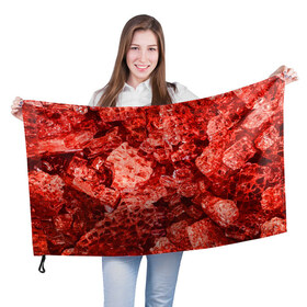 Флаг 3D с принтом RED-$tyle в Новосибирске, 100% полиэстер | плотность ткани — 95 г/м2, размер — 67 х 109 см. Принт наносится с одной стороны | abstraction | crystals | red | shapes | shards | shine | texture | абстракция | блеск | красный | кристалы | осколки | текстура | формы