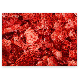 Поздравительная открытка с принтом RED-$tyle в Новосибирске, 100% бумага | плотность бумаги 280 г/м2, матовая, на обратной стороне линовка и место для марки
 | Тематика изображения на принте: abstraction | crystals | red | shapes | shards | shine | texture | абстракция | блеск | красный | кристалы | осколки | текстура | формы