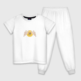 Детская пижама хлопок с принтом Тянущийся смайлик (мем) в Новосибирске, 100% хлопок |  брюки и футболка прямого кроя, без карманов, на брюках мягкая резинка на поясе и по низу штанин
 | Тематика изображения на принте: 