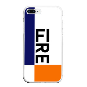 Чехол для iPhone 7Plus/8 Plus матовый с принтом FIRE в Новосибирске, Силикон | Область печати: задняя сторона чехла, без боковых панелей | blue | fire | geomerty | orange | геометрия | надписи | огонь | оранжевый | синий