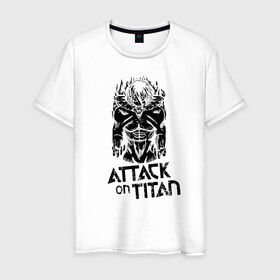 Мужская футболка хлопок с принтом Атака на титанов в Новосибирске, 100% хлопок | прямой крой, круглый вырез горловины, длина до линии бедер, слегка спущенное плечо. | anime | attack on titan | аниме | армин арлерт | атак он титан | атака на титанов | атака титанов | великаны | гарнизон | колоссальный | леви | легион разведки | лого | манга | микаса аккерман | разведкорпус