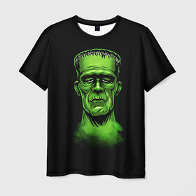 Мужская футболка 3D с принтом Frankie Stein в Новосибирске, 100% полиэфир | прямой крой, круглый вырез горловины, длина до линии бедер | Тематика изображения на принте: dark souls | day z | dead island | красивое | необычное | прикольное | страшное | череп