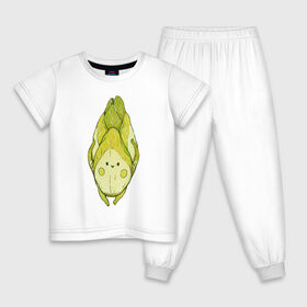 Детская пижама хлопок с принтом Цикорий в Новосибирске, 100% хлопок |  брюки и футболка прямого кроя, без карманов, на брюках мягкая резинка на поясе и по низу штанин
 | арт | мило | милота | овощ | овощи | рисунок | свежие овощи | свежий овощ | свежий продукт | цикорий
