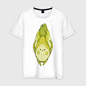 Мужская футболка хлопок с принтом Цикорий в Новосибирске, 100% хлопок | прямой крой, круглый вырез горловины, длина до линии бедер, слегка спущенное плечо. | арт | мило | милота | овощ | овощи | рисунок | свежие овощи | свежий овощ | свежий продукт | цикорий