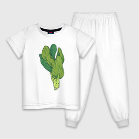 Детская пижама хлопок с принтом Шпинат в Новосибирске, 100% хлопок |  брюки и футболка прямого кроя, без карманов, на брюках мягкая резинка на поясе и по низу штанин
 | арт | мило | милота | овощ | овощи | рисунок | свежие овощи | свежий овощ | свежий продукт | шпинат