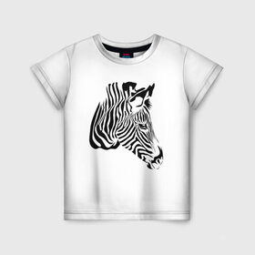 Детская футболка 3D с принтом Zebra в Новосибирске, 100% гипоаллергенный полиэфир | прямой крой, круглый вырез горловины, длина до линии бедер, чуть спущенное плечо, ткань немного тянется | africa | black | savanna | stripe | white | zebra | африка | белый | зебра | полоска | саванна | черный