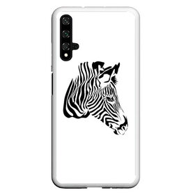 Чехол для Honor 20 с принтом Zebra в Новосибирске, Силикон | Область печати: задняя сторона чехла, без боковых панелей | Тематика изображения на принте: africa | black | savanna | stripe | white | zebra | африка | белый | зебра | полоска | саванна | черный