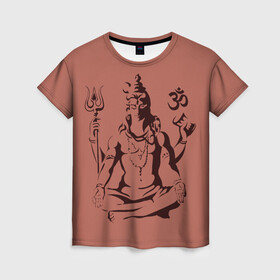Женская футболка 3D с принтом Бог Шива в Новосибирске, 100% полиэфир ( синтетическое хлопкоподобное полотно) | прямой крой, круглый вырез горловины, длина до линии бедер | бог шива. | духовность | иероглифы | индийские боги | индуистское божество