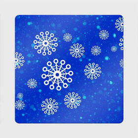 Магнит виниловый Квадрат с принтом Снежинки в Новосибирске, полимерный материал с магнитным слоем | размер 9*9 см, закругленные углы | Тематика изображения на принте: новогодние снежинки | снег | снежинка | снежинки | январьские снежинки