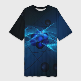 Платье-футболка 3D с принтом Атом в Новосибирске,  |  | автом | атомы | молекула | молекулы | наука | физика