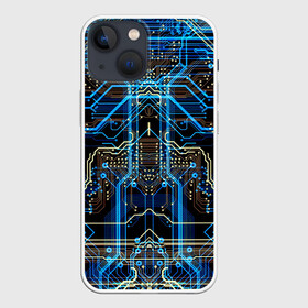 Чехол для iPhone 13 mini с принтом Сircuit в Новосибирске,  |  | abstraction | chip | circuit | lines | neon | processor | shapes | texture | абстракция | линии | неон | процессор | схема | текстура | формы | чип