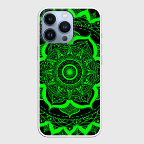 Чехол для iPhone 13 Pro с принтом Mandala в Новосибирске,  |  | abstraction | light green | mandala | pattern | shape | tangled | texture | абстракция | запутанный | салатовый | текстура | узор | формы