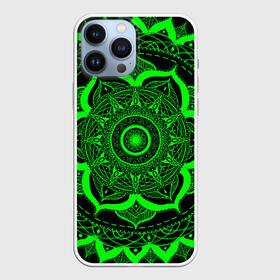 Чехол для iPhone 13 Pro Max с принтом Mandala в Новосибирске,  |  | abstraction | light green | mandala | pattern | shape | tangled | texture | абстракция | запутанный | салатовый | текстура | узор | формы