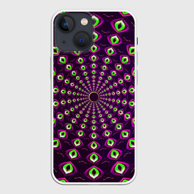Чехол для iPhone 13 mini с принтом Fractal в Новосибирске,  |  | abstraction | fractal | light green | mandala | pattern | pink | shape | symmetry | texture | абстракция | розовый | салатовый | симметрия | текстура | узор | формы | фрактал
