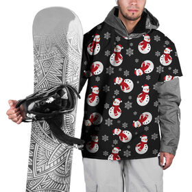 Накидка на куртку 3D с принтом Снеговики ночью в Новосибирске, 100% полиэстер |  | Тематика изображения на принте: 