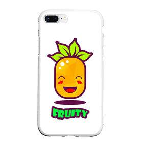 Чехол для iPhone 7Plus/8 Plus матовый с принтом Fruity в Новосибирске, Силикон | Область печати: задняя сторона чехла, без боковых панелей | Тематика изображения на принте: fruit | ананас | вкусно | сладость | фрукты
