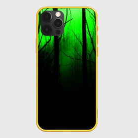 Чехол для iPhone 12 Pro с принтом G loomy в Новосибирске, силикон | область печати: задняя сторона чехла, без боковых панелей | fog | forest | gloomy | green fog | night | radiation | trees | деревья | зеленый туман | лес | мрачный | ночь | радиация | туман