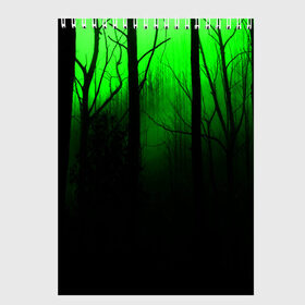 Скетчбук с принтом G-loomy в Новосибирске, 100% бумага
 | 48 листов, плотность листов — 100 г/м2, плотность картонной обложки — 250 г/м2. Листы скреплены сверху удобной пружинной спиралью | fog | forest | gloomy | green fog | night | radiation | trees | деревья | зеленый туман | лес | мрачный | ночь | радиация | туман