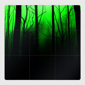 Магнитный плакат 3Х3 с принтом G-loomy в Новосибирске, Полимерный материал с магнитным слоем | 9 деталей размером 9*9 см | fog | forest | gloomy | green fog | night | radiation | trees | деревья | зеленый туман | лес | мрачный | ночь | радиация | туман