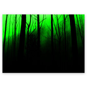 Поздравительная открытка с принтом G-loomy в Новосибирске, 100% бумага | плотность бумаги 280 г/м2, матовая, на обратной стороне линовка и место для марки
 | Тематика изображения на принте: fog | forest | gloomy | green fog | night | radiation | trees | деревья | зеленый туман | лес | мрачный | ночь | радиация | туман