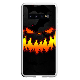 Чехол для Samsung Galaxy S10 с принтом Pumpkin smile and bats в Новосибирске, Силикон | Область печати: задняя сторона чехла, без боковых панелей | 2020 | bat | bats | face | halloween | mask | nightmare | pumpkin | scary | smile | smiling | летучая | лицо | маска | мыши | мышь | привидение | страшная | тыква | улыбка | хэлоуин