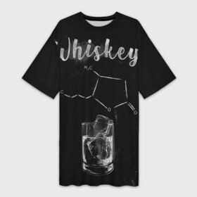 Платье-футболка 3D с принтом Формула Виски в Новосибирске,  |  | 2020 | alcohol | whiskey | вискарь | виски | кола | лед | спирт | стакан | формула | химия