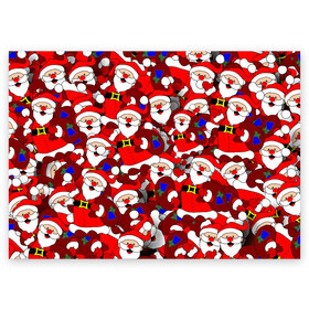 Поздравительная открытка с принтом Русский Санта Клаус в Новосибирске, 100% бумага | плотность бумаги 280 г/м2, матовая, на обратной стороне линовка и место для марки
 | Тематика изображения на принте: арт | герой ссср | дед мороз | мультфильм ссср | мультфильмы ссср | новый год | рисунок | рождество | санта клаус