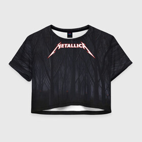 Женская футболка Crop-top 3D с принтом Metallica в Новосибирске, 100% полиэстер | круглая горловина, длина футболки до линии талии, рукава с отворотами | metallica | rok | джеймс хэтфилд | кирк хэммет | ларс ульрих | металика | металл | металлика | музыка | рок | рок группа