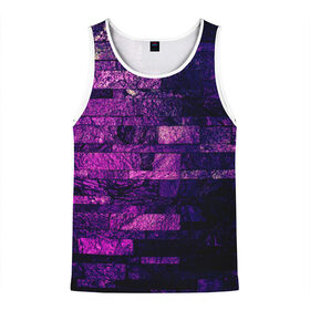 Мужская майка 3D с принтом Purple-Wall в Новосибирске, 100% полиэстер | круглая горловина, приталенный силуэт, длина до линии бедра. Пройма и горловина окантованы тонкой бейкой | Тематика изображения на принте: abstraction | bricks | dark | pink | purple | ribbed | texture | tiles | wall | абстракция | кирпичи | плитка | ребристый | розовый | стена | текстура | темный | фиолетовый