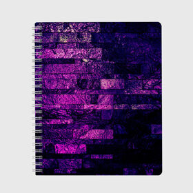 Тетрадь с принтом Purple-Wall в Новосибирске, 100% бумага | 48 листов, плотность листов — 60 г/м2, плотность картонной обложки — 250 г/м2. Листы скреплены сбоку удобной пружинной спиралью. Уголки страниц и обложки скругленные. Цвет линий — светло-серый
 | abstraction | bricks | dark | pink | purple | ribbed | texture | tiles | wall | абстракция | кирпичи | плитка | ребристый | розовый | стена | текстура | темный | фиолетовый