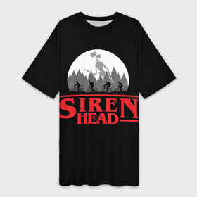 Платье-футболка 3D с принтом Siren Head в Новосибирске,  |  | 6789 | foundation | head | scp | siren | sirenhead | stranger | things | голова | дела | объект | объекты | очень | сирена | сиреноголовый | странные | фонд