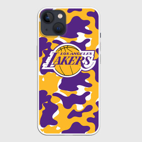 Чехол для iPhone 13 с принтом LA LAKERS | ЛЕЙКЕРС в Новосибирске,  |  | bryant | james | jordan | kobe | la lakers | lakers | lebron | nba | брайант | брайнт | джеймс | джордан | коби | леброн | лейкерс | лэйкерс | мамба | нба | черная