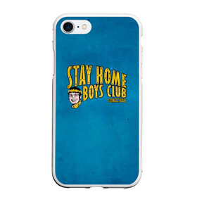 Чехол для iPhone 7/8 матовый с принтом Stay home boys club в Новосибирске, Силикон | Область печати: задняя сторона чехла, без боковых панелей | bab | rap | sqwoz | sqwoz bab | ауф | ой | реп | репер | рэп | рэпер | сквоз баб | сквозь баб | хип хоп