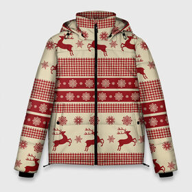 Мужская зимняя куртка 3D с принтом Красные олени в Новосибирске, верх — 100% полиэстер; подкладка — 100% полиэстер; утеплитель — 100% полиэстер | длина ниже бедра, свободный силуэт Оверсайз. Есть воротник-стойка, отстегивающийся капюшон и ветрозащитная планка. 

Боковые карманы с листочкой на кнопках и внутренний карман на молнии. | Тематика изображения на принте: 