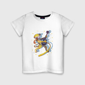 Детская футболка хлопок с принтом Рок-звезда в Новосибирске, 100% хлопок | круглый вырез горловины, полуприлегающий силуэт, длина до линии бедер | арт | гитара | звезда | конфетти | леопард | песня | рисунок | рок | рок звезда | электро гитара