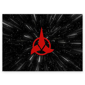 Поздравительная открытка с принтом Klingons Logo (Z) в Новосибирске, 100% бумага | плотность бумаги 280 г/м2, матовая, на обратной стороне линовка и место для марки
 | klingon | klingons | klinzhai | star trek | startrek | азетбур | варак | гаурон | горкон | звездный путь | инопланетная цивилизация | кейлесс незабываемый | клингон | клинжай | кронос | марток | молор | рекло | сомпек